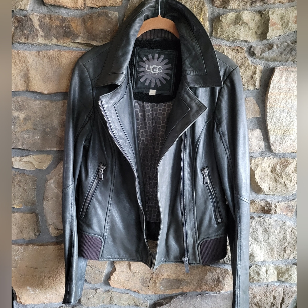 Ugg Lexington Leather Cycle Jacket Lambskin M